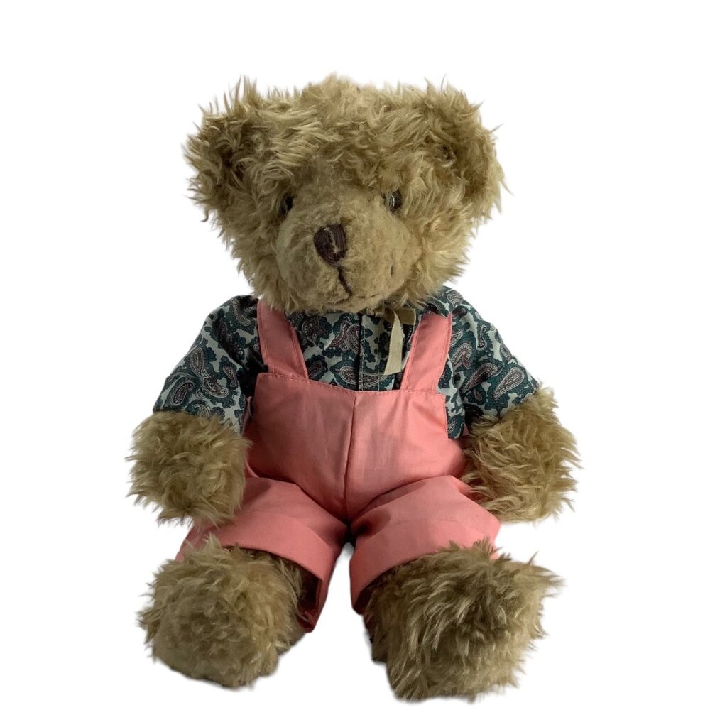 Vtg Russ Berrie‎ Benjamin Teddy Bear Plush Stuffed Animal Paisley Shirt 16"